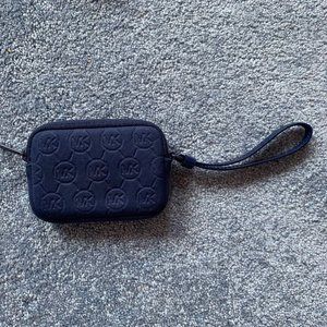 Michael Kors small designer wristlet, blue fabric